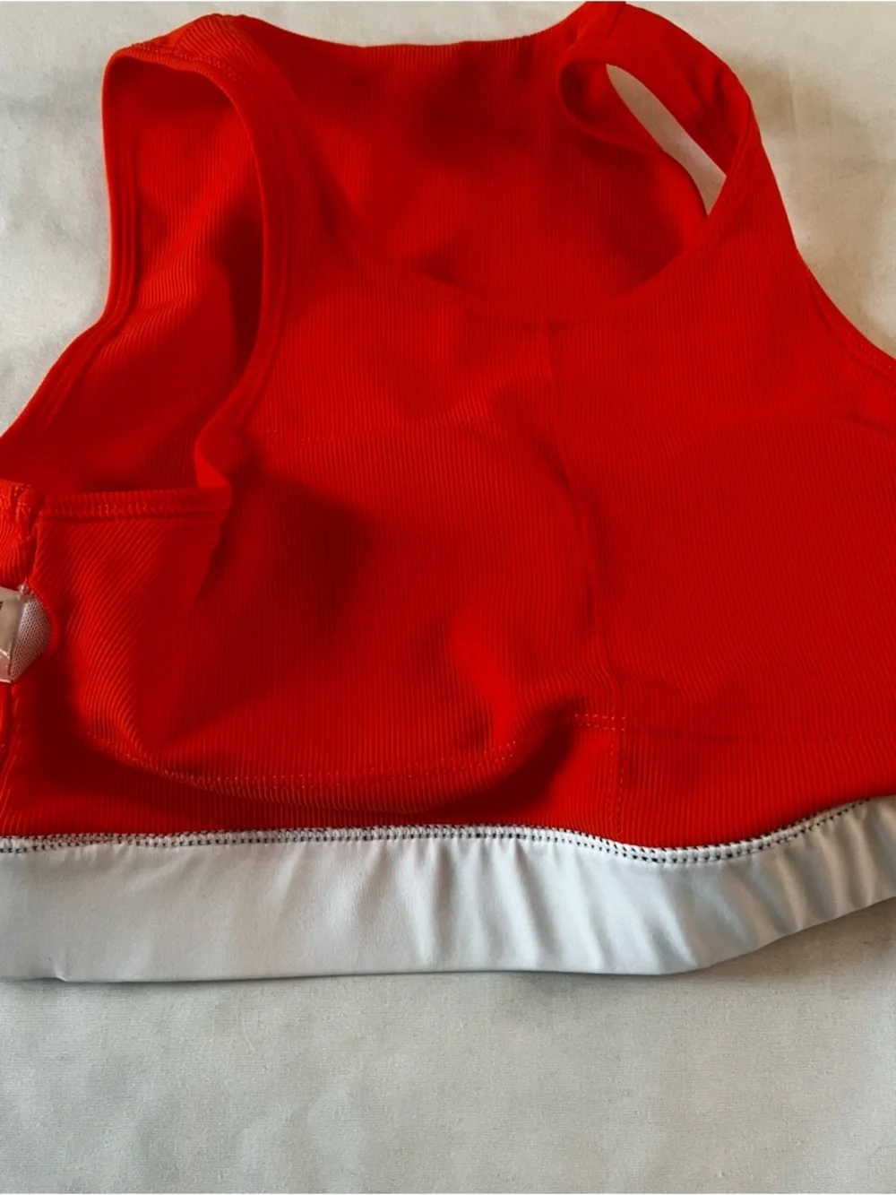 WILO Ribbed Red Longline ActiveSports Bra Crop Tank Colorblock Low‎ Impact Small